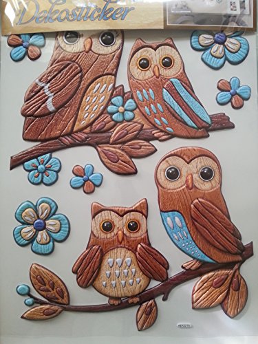 Bavaria-home-style-collection Hochwertiger Wandtattoo Tattoo Wand - Wandsticker - Waldtiere - Eule auf Zweig - künstlerisch mit außergewöhnlichem Design Macht die Wand zu einen echten Blickfang