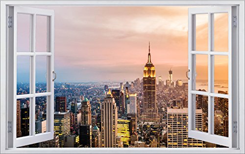 DesFoli New York City USA 3D Look Wandtattoo 70 x 115 cm Wanddurchbruch Wandbild Sticker Aufkleber F299
