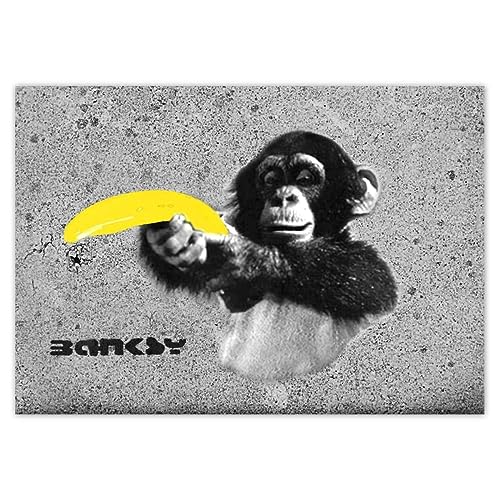 Wandtattoo, 100 x 70 cm, Banksy Affe Banane Nr. H5655Z_NS1Z