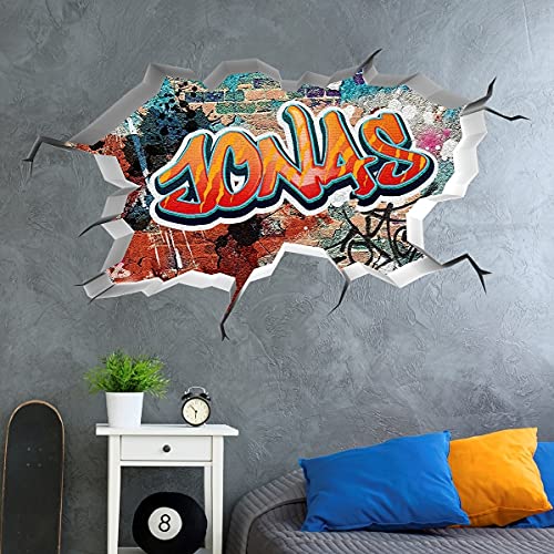 tjapalo®vr156 3D Graffiti Name Wandaufkleber Kinderzimmer Junge Teenager Cool Kinderzimmer Name, Größe: B100xH58cm