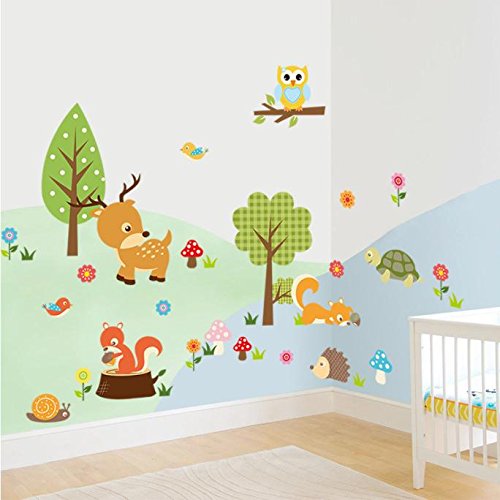 Ouneed® Wandaufkleber Wandtattoo Wandsticker, Waldtiere Eulen Kinderzimmer Schlafzimmer Hintergrund Wandaufkleber
