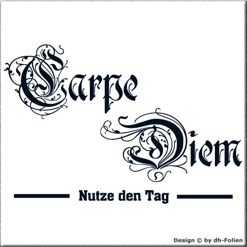 wall-refine WS-01700 | Carpe Diem NUTZE DEN Tag | Premium Wandtattoo Wandaufkleber der Extra-Klasse, 85 x 57 cm, schwarz oder 33 weiteren Farben und 3 Grössen erhältlich, seidenmatter Glanz