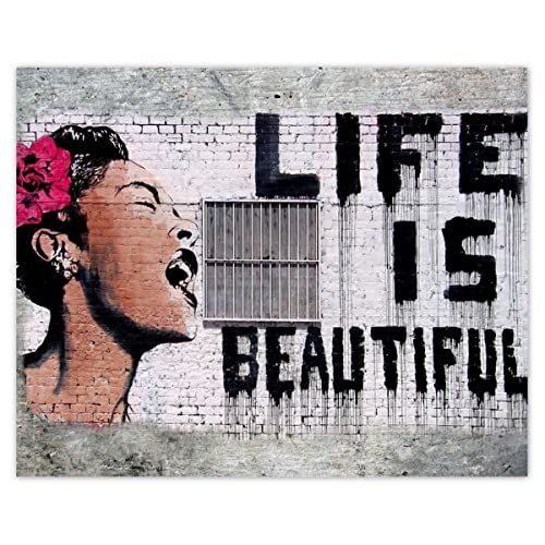 Wandtattoo, Dekor, Fotoaufkleber, 50 x 40 cm,  Life is Beautiful , Banksy Nr. H33M_NS1R
