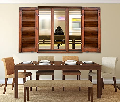 3D Wandtattoo Fenster Rustikal U-Bahn Warten Zug schnell USA Vintage Wand Aufkleber Wanddurchbruch Wandbild 11RS1956, Wandbild Größe F:ca. 162cmx97cm