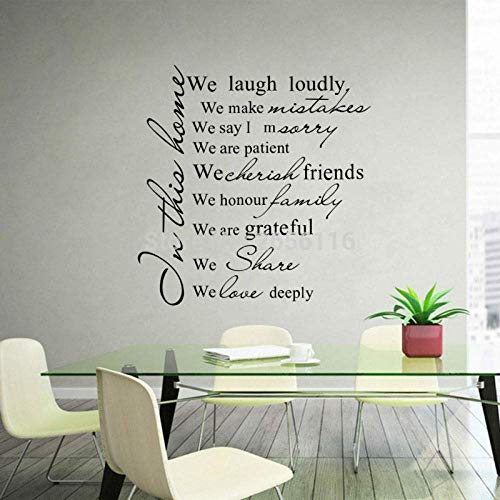 Familienregeln In Diesem Haus Lachen Wir Laut Zitiert Wandtattoo Liebe Familie Sprüche Aufkleber Abnehmbare Vinyl Wandbild 55 X 57 Cm
