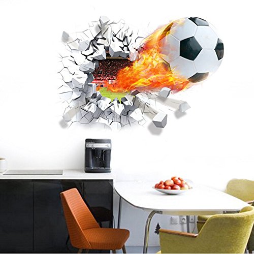 HALLOBO® Wandaufkleber XL 3D Fussball Fußball Sport Fenster Wandtattoo Aufkleber Wandsticker Kinderzimmer Kinder Baby Babyzimmer Jungen
