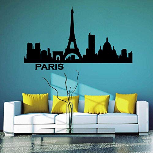 Paris Skyline Paris Stadtbild Silhouette Vinyl Wandaufkleber Büro College Schlafsaal Wohnzimmer Home Decoration Wandtattoo 57X97Cm