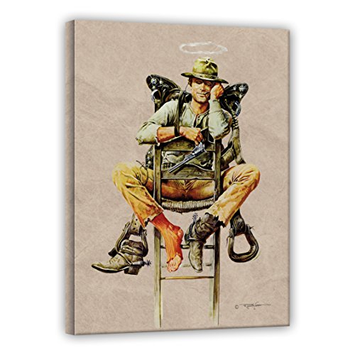 Terence Hill Bud Spencer Leinwand - Nobody auf Stuhl - Mein Name ist Nobody - Renato Casaro Edition (80 x 120 cm)