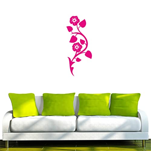 INDIGOS UG - Wandtattoo Wandsticker Wandaufkleber Aufkleber f349 atemberaubender Blätter Zweig mit Blümchen 240x102 cm - pink