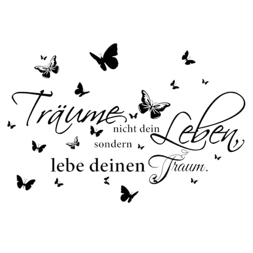 FULHANY Wandtattoo Wohnzimmer Modern - Wand Tattoo Selbst Klebend -  TräUme Nicht Dein Leben, Sondern Lebe Deinen Traum  Wandtatoo,Geeignet FüR Die Wanddekoration FüR Schlafzimmer Und Wohnzimmer