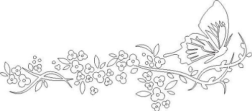 Indigos Wandtattoo/Wandsticker-d181 süßer Schmetterling Blüten Ranke Pflanze Tribal 40x17 cm- weiß, Vinyl, 40 x 17 x 1 cm