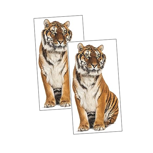 BAZEITFLOW 2 Stück Teiliges Tiger Wandtattoo Selbstklebende Wandaufkleber für Kinderzimmer und Wohnzimmer Abnehmbar Material Lebendige Gestaltung für Fröhliche Räume