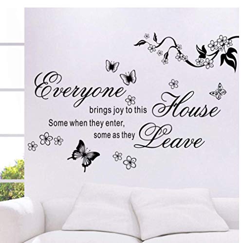 Bringen Sie Freude In Dieses Haus Vinyl Wandaufkleber Blume Zitate Schmetterling Wohnkultur Wandaufkleber Wandtattoo