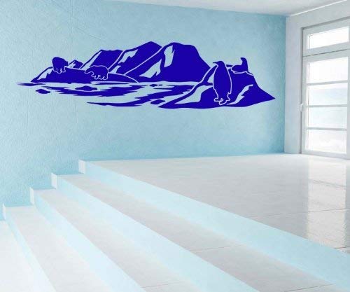 Wandtattoo Antarktis Skyline Eisbär Pinguin Meer Tattoo Aufkleber Wandbild 1M535, Farbe:Azurblau glanz;Skyline Länge:200cm
