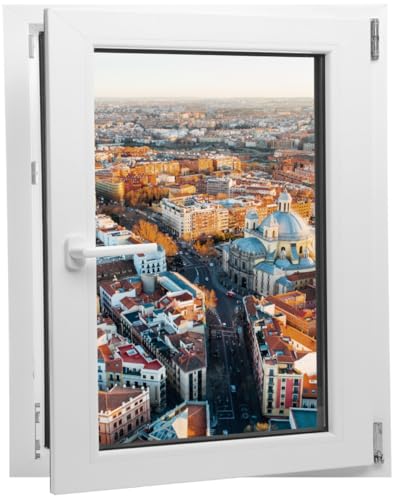 DesFoli Wandtattoo Madrid Skyline - verschiedene Rahmentypen DW000256 Farbe Fensterrahmen Hochformat, Größe 70 cm x 91 cm