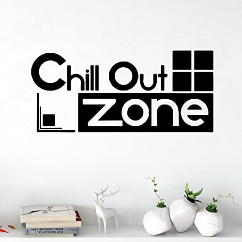 Beauty Chill Out Zone Phrase PVC-Wandaufkleber für Unternehmen, Büro, Zimmer, Wandtattoo, Heimdekoration, Wohnzimmer, Schlafzimmer,22 schwarz,57 x 25 cm