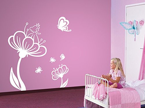 Wandtattoo 2-teilig wandaufkleber Aufkleber Wandsticker wall sticker Kinderzimmer Wohnzimmer Schlafzimmer Kinderzimmer Ranke Blume Blumen Blumenranke Blumeranke Vine Flower Butterfly Schmetterling floral 30 Farben zur Wahl wpf16(Printed Sticker,ca.20 x 8