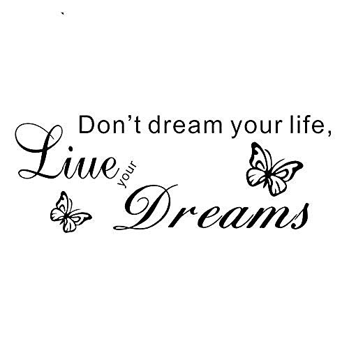 Wandaufkleber Wandsticker Inspirierende Phrase Träume Nicht Dein Leben Lebe Deine Träume Vinylkunst Wohnzimmer Schlafzimmer Wohnkultur 75X28 cm