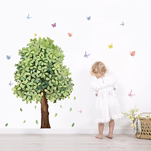 Runtoo Wandtattoo Baum Groß Wandsticker Pflanzen Grün Blätter Wandaufkleber Kinderzimmer Babyzimmer Wohnzimmer Schlafzimmer Wanddeko