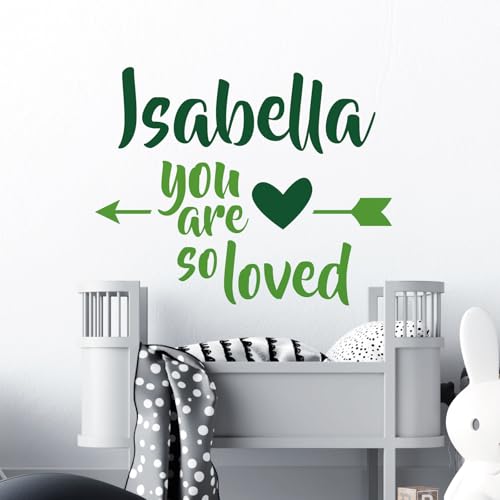 Wandtattoo für Kinderzimmer, personalisierbar mit Namen und Schriftzug  You Are so Love  Assembled Size: XLarge (720 x 580mm) You Are So Loved & Pfeilfarbe: Grass