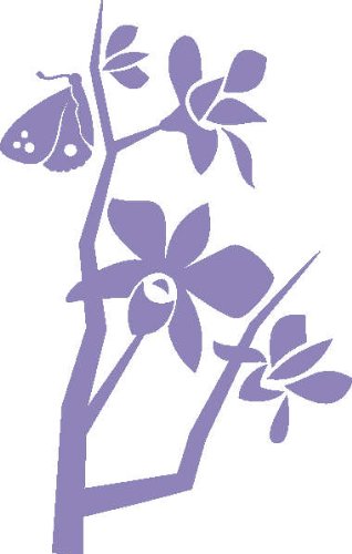 PEMA INDIGOS UG - Wandtattoo Wandsticker Wandaufkleber Aufkleber D416 Orchideen und Schmetterlingen 80x50 cm - Flieder