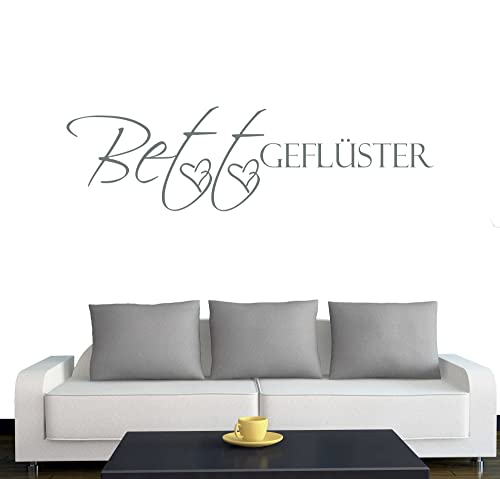 Klebesüchtig Wandtattoo Bettgeflüster 90cm x 25cm grau Dekoration - Bad - Wohnzimmer - Aufkleber - Wandsticker