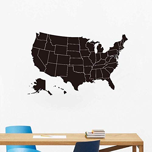 Vereinigte Staaten Von Amerika Karte Wandkunst Aufkleber Tafel Usa Karte Vinyl Aufkleber Büro Arbeitszimmer Wandkunst Wandtattoo Dekor 87X56 Cm
