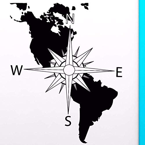 Kompass Vinyl Wandtattoo Amerika Kontinent Karte Wandkunst Wandbild Navigation Kompass Wandaufkleber Home Decoration Wandplakat 57X71Cm