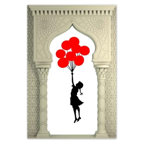 Wandtattoo, 40 x 60 cm, kleines Mädchen mit Luftballons, Banksy Nr. H8668M_WJNS1F