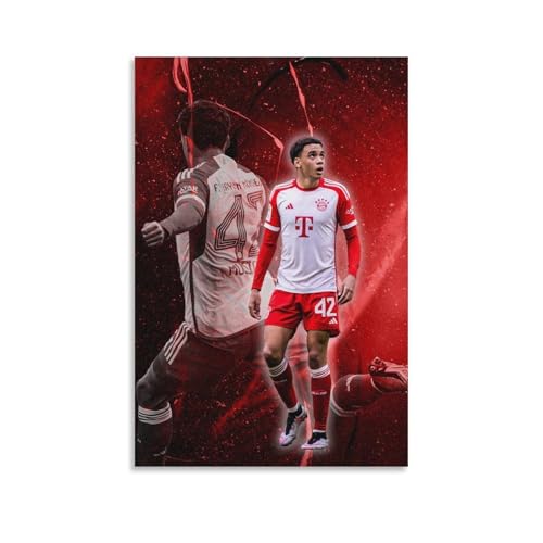 Generisch Jamal Poster Musiala Footballer Fc Bayern Munich Vintage Cover Für Zimmer, Ästhetische Leinwand-Wandkunst, Schlafzimmer-Dekor Poster 20x30inch(50x75cm)
