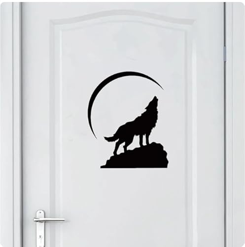 Wandtattoo Halbmond Heulender Wolf Wandtattoo Home Decal Aufkleber Home Decor Home Dekorativ, schwarz, 34x29cm selbstklebende abnehmbare moderne Vinyl Poster Aufkleber