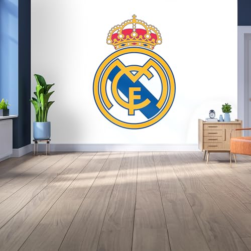 Lizenziertes Decor Real Madrid Vinyl-Wandbild, groß, 220 cm (H) x 170 cm (B) – Vollfarbiges Wappen auf Weiß