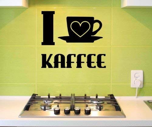 Wandtattoo I love Kaffee Tasse Liebe Küche Sticker Wand Spruch Aufkleber 5Q722, Farbe:Braun glanz;Breite vom Motiv:45cm