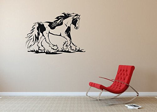 blattwerk-design Wandtattoo, Irish Tinker, Pferd, Pferde, Reiten, Größe ca. 600 mm x 450 mm, Auswahl (M070 Schwarz)