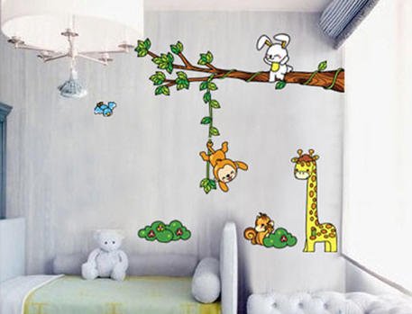 Giraffe Affe & Baum Wandtattoo Wandaufkleber Wall sticker Kinderzimmer Geschenk Bogen Gr.: 45*65cm