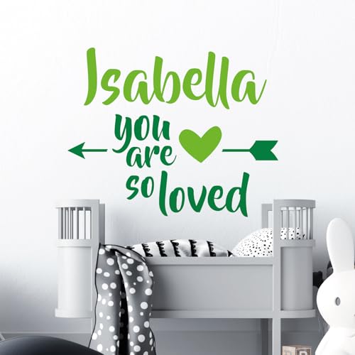 Wandtattoo für Kinderzimmer, personalisierbar mit Namen und Schriftzug  You Are so Love  Assembled Size: Medium (400 x 320mm) You Are So Loved & Pfeilfarbe: Meadow