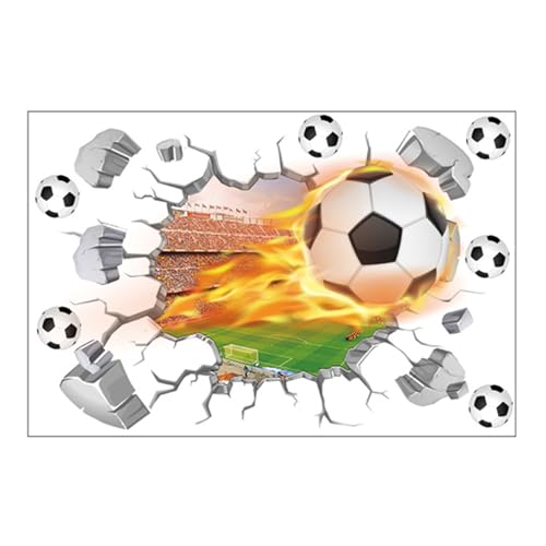 MytaYt 3D Fussball Wandtattoo 3D Wandtattoo Fussball Kinderzimmer Durchbruch Fussball Wandaufkleber 50 * 70cm Durchbruch Wandaufkleber für Kinderzimmer Jungen für Schlafzimmer Deko Geschenk