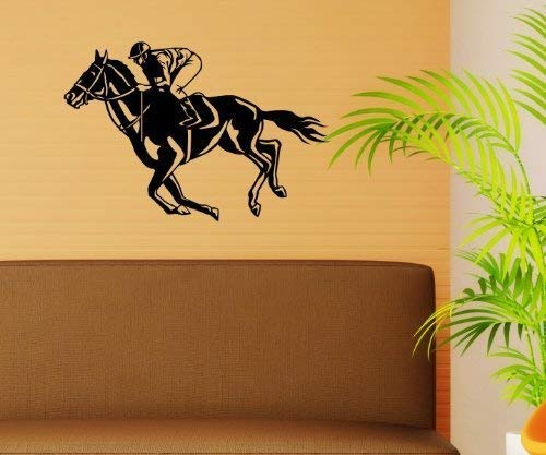 Wandtattoo Pferdereiten Pferd Sportreiten Sticker Tattoo Aufkleber Wand 5G027, Farbe:Beige glanz;Breite vom Motiv:35cm
