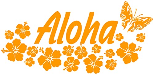 Samunshi® Wandtattoo Hibiskus Blüten Aloha in 8 Größen und 19 Farben (110x51cm goldgelb)
