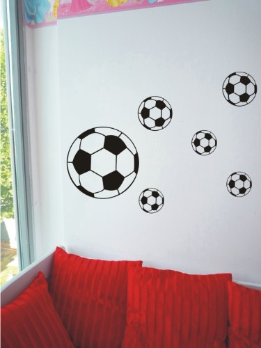 Aufkleber2009 12 Fußbälle kleine Kollektion - Schwarz