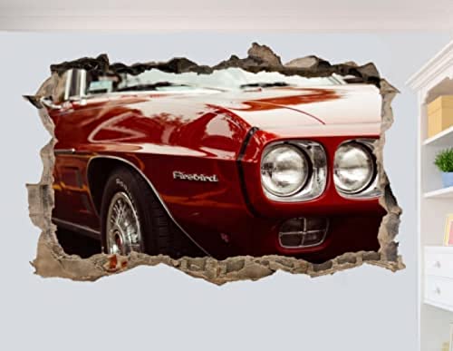 Wandtattoo Poster Firebird Vintage CAR Close 3D Zertrümmerter Wandaufkleber, Raumdekoration, Wandbild