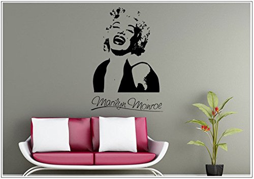 Deco-idea Wandtattoo wandaufkleber wandsticker Photo Porträt Marilyn Monroe wph008(070 schwarz, set2:ca. 45 x 65 cm)