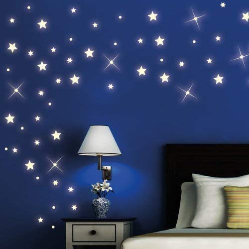 Wandtattoo-Loft 40 Stück nachtleuchtende Sterne und Punkte für einen tollen Sternenhimmel in Kinderzimmer oder Schlafzimmer (fluoreszierend)