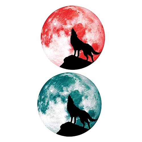SEWOART 2st Halloween-wandaufkleber Deckendekorationen Leuchtendes Wandtattoo Halloween-wandtattoos Wolfsdekoration Für Schlafzimmer Mond 3d-wandaufkleber Wolf Wanddekoration Wolf Zeug Pvc