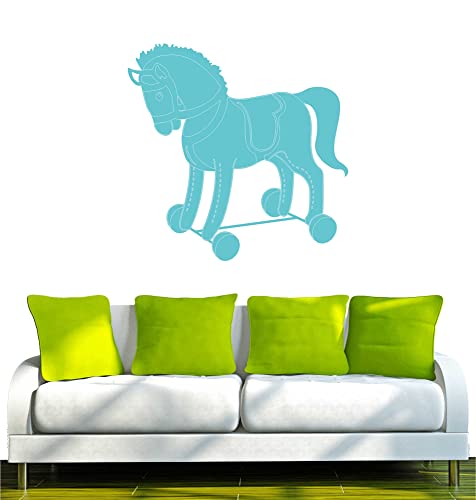 INDIGOS UG WANDTATTOO w624 Pferde für Kinder Wandaufkleber 80x78 cm türkis - Dekoration Fensterfolie - Wandaufkleber - Kinderzimmer Wohnzimmer Schlafzimmer Küche Badezimmer Büro Hotel
