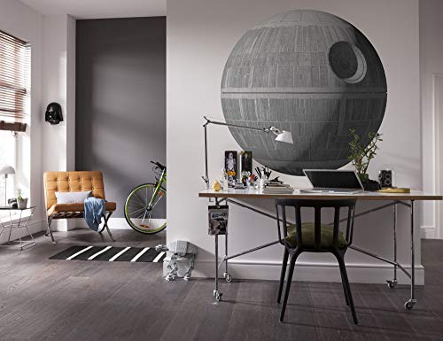 STAR WARS selbstklebende und konturgeschnittene Vlies Fototapete von Komar - Star Wars XXL Death Star - Größe: 127 x 127 cm - Wandtattoo, Kinderzimmer