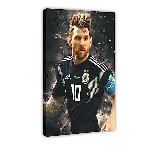 TABOSI Leinwandposter mit Fußballstern, Lionel Messi 7, Wandkunst, Dekoration, Bild für Wohnzimmer, Schlafzimmer, Dekoration, Rahmen-Stil, 20 x 30 cm