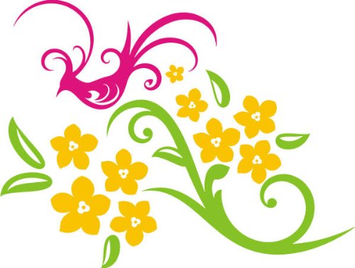 WANDTATTOO DD180 mehrfarbig  Orchideen und Vögel Starling  96 x 72 cm