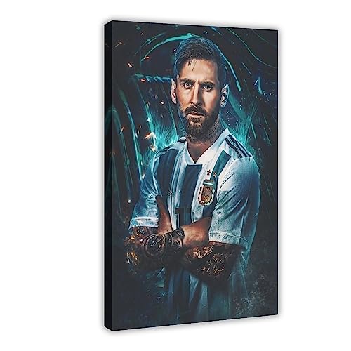 TABOSI Leinwandposter mit Fußballstern, Lionel Messi 6, Wandkunst, Dekoration, Bild für Wohnzimmer, Schlafzimmer, Dekoration, Rahmen-Stil, 50 x 75 cm