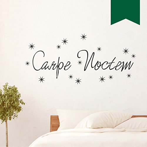 WANDKINGS Wandtattoo Carpe Noctem mit 15 Sternen 140 x 64 cm dunkelgrün - erhältlich in 33 Farben